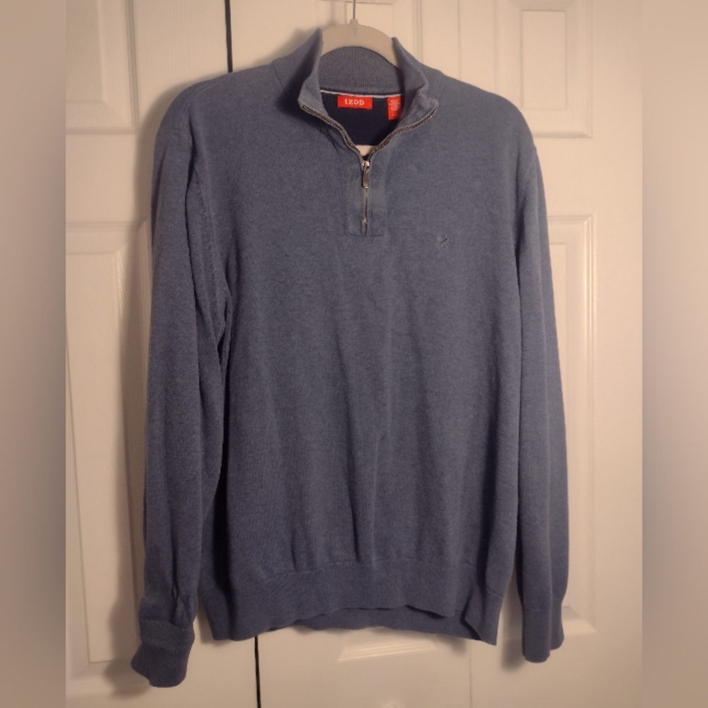 Men's IZOD Slate Blue Quarter-Zip Knit Sweater L